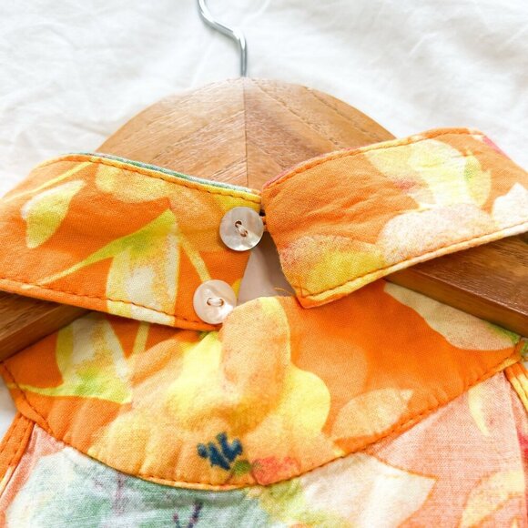 Cynthia Rowley Orange Floral Halter Top Blouse Rayon Women’s Size Small - Picture 3 of 3